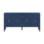 Credenza a 4 ante blu navy/nera con motivo geometrico