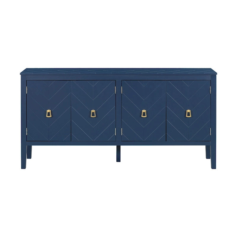 Credenza a 4 ante blu navy/nera con motivo geometrico