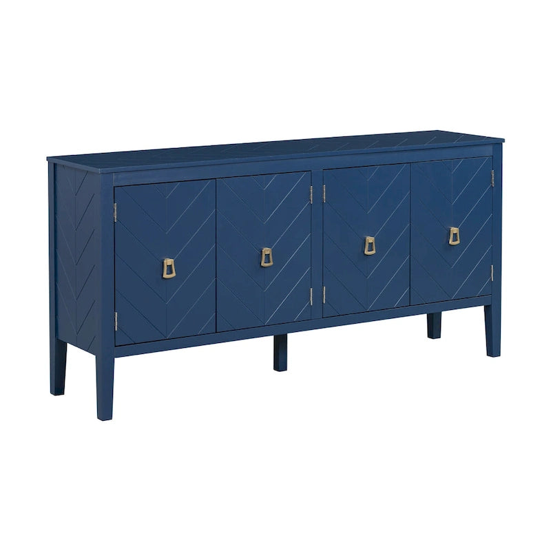 Credenza a 4 ante blu navy/nera con motivo geometrico