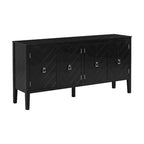 Credenza a 4 ante blu navy/nera con motivo geometrico