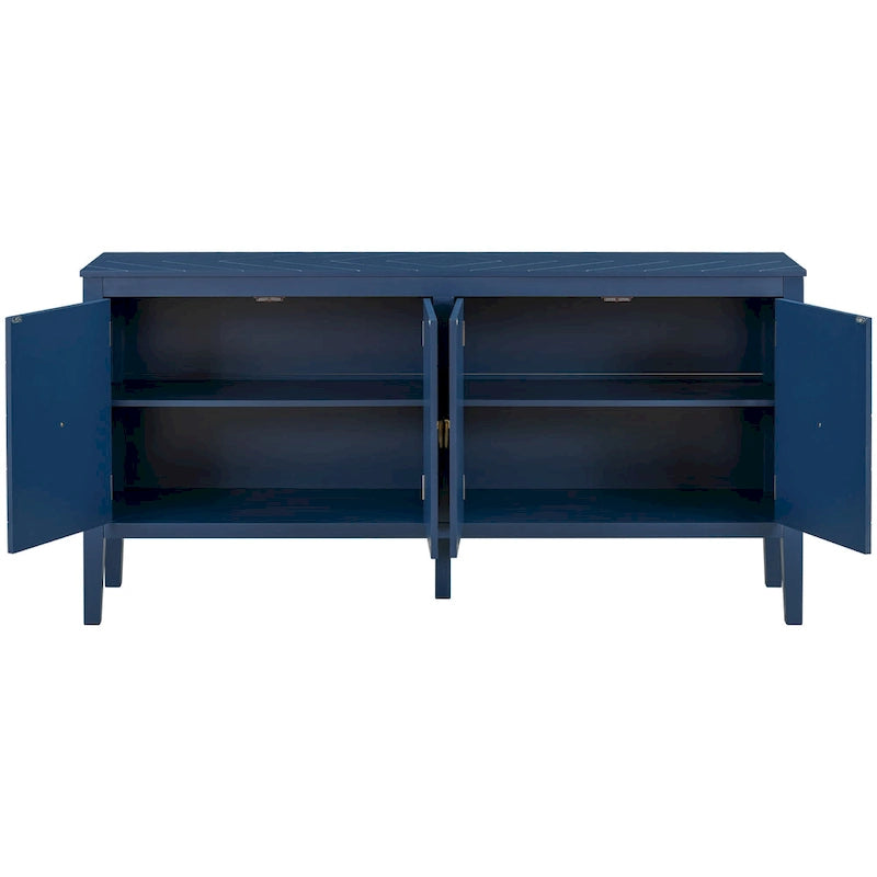 Credenza a 4 ante blu navy/nera con motivo geometrico
