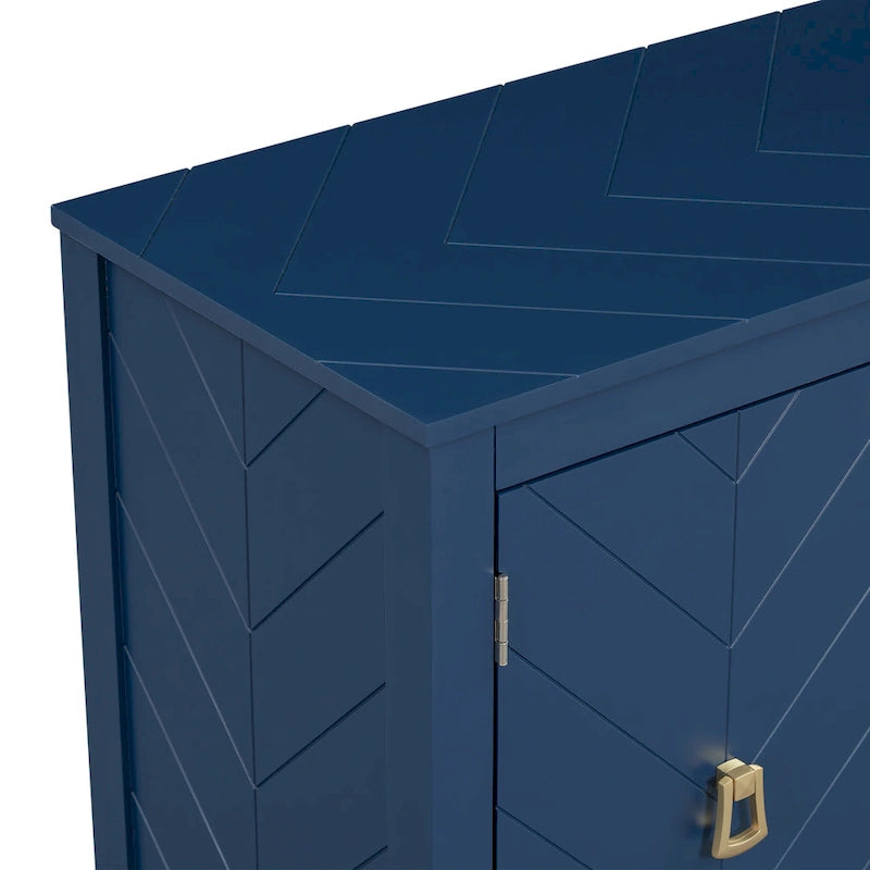 Credenza a 4 ante blu navy/nera con motivo geometrico