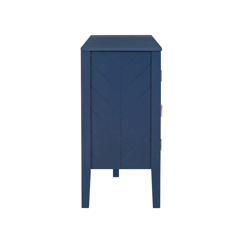 Credenza a 4 ante blu navy/nera con motivo geometrico