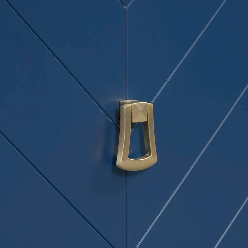 Credenza a 4 ante blu navy/nera con motivo geometrico