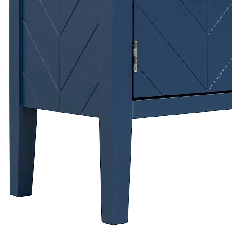 Credenza a 4 ante blu navy/nera con motivo geometrico