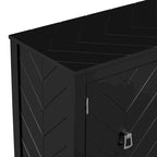 Credenza a 4 ante blu navy/nera con motivo geometrico