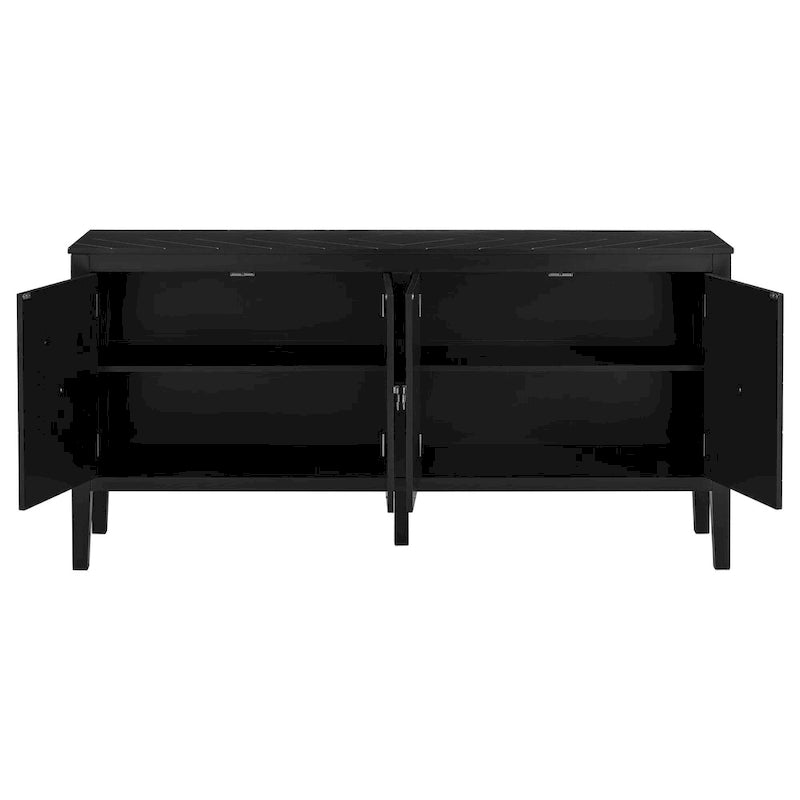 Credenza a 4 ante blu navy/nera con motivo geometrico
