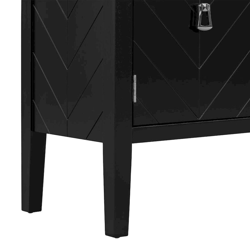 Credenza a 4 ante blu navy/nera con motivo geometrico
