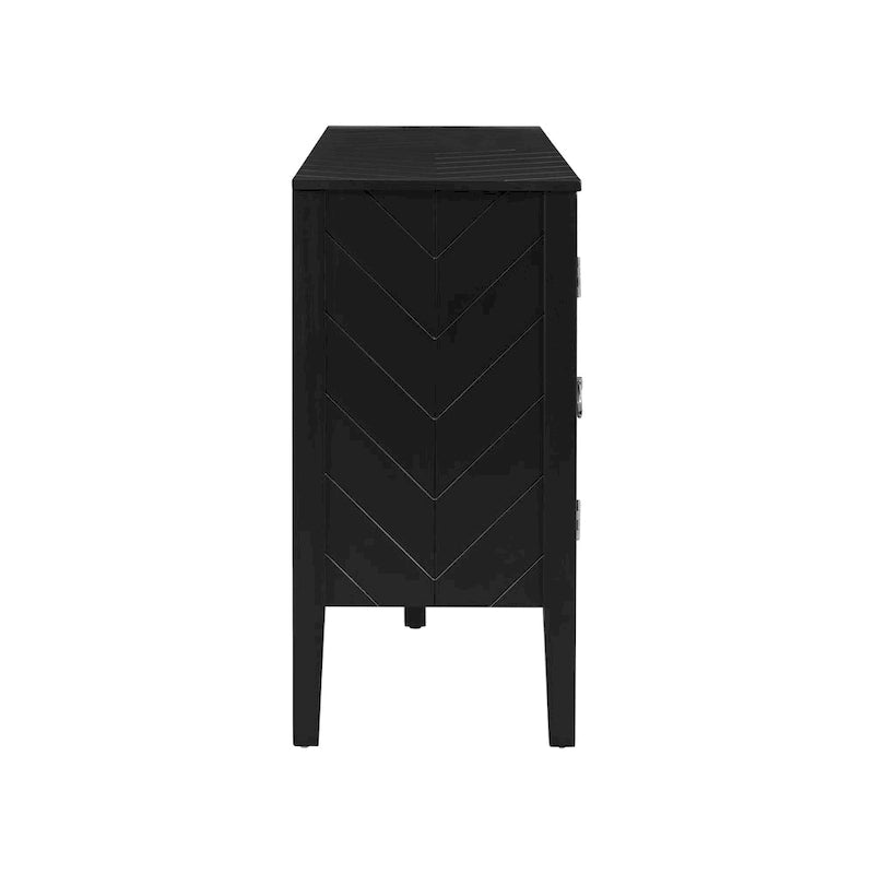 Credenza a 4 ante blu navy/nera con motivo geometrico