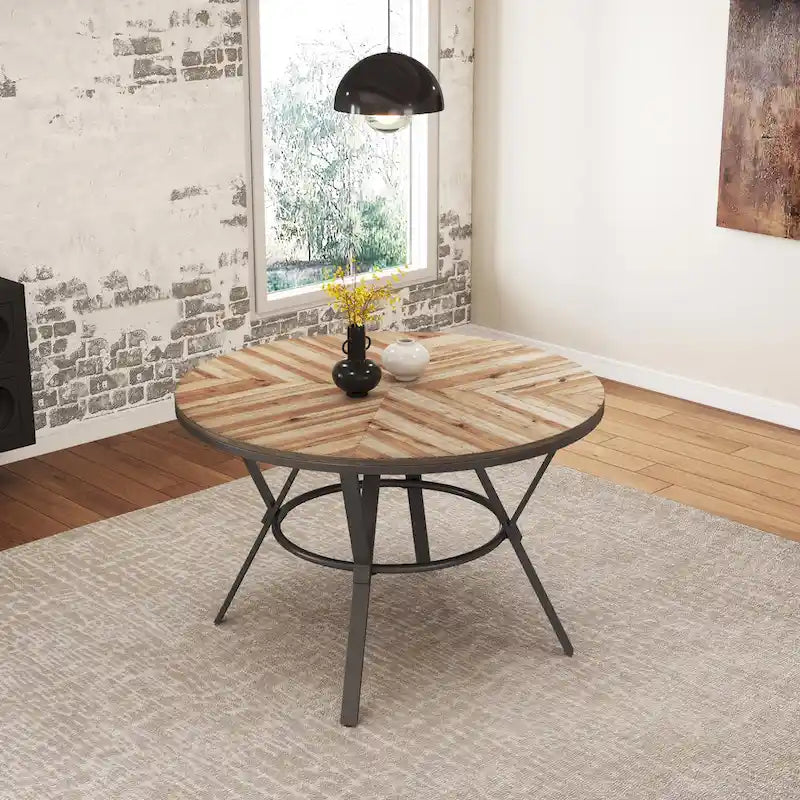 Christopher Knight Home Indoor Dining Round Table With Metal Legs