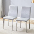 Sedia da pranzo grigio chiaro con schienale alto, similpelle, set da 2