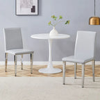 Sedia da pranzo grigio chiaro con schienale alto, similpelle, set da 2
