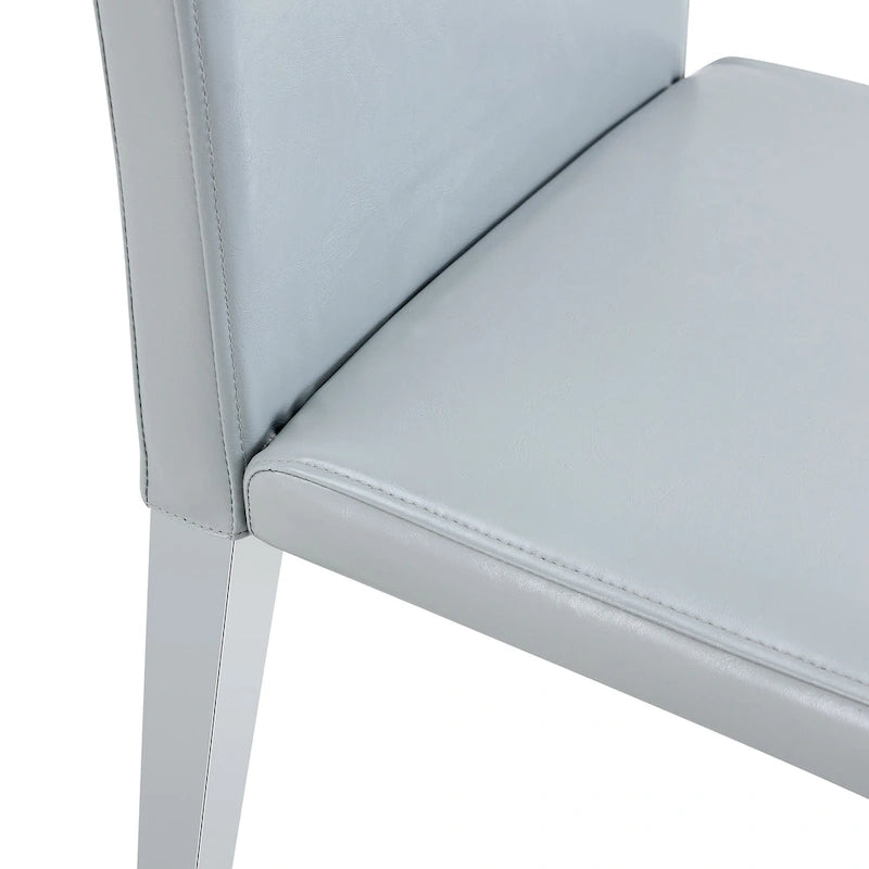 Sedia da pranzo grigio chiaro con schienale alto, similpelle, set da 2