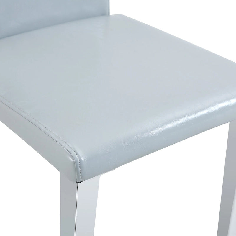 Sedia da pranzo grigio chiaro con schienale alto, similpelle, set da 2