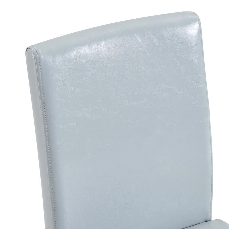 Sedia da pranzo grigio chiaro con schienale alto, similpelle, set da 2