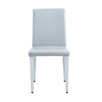 Sedia da pranzo grigio chiaro con schienale alto, similpelle, set da 2