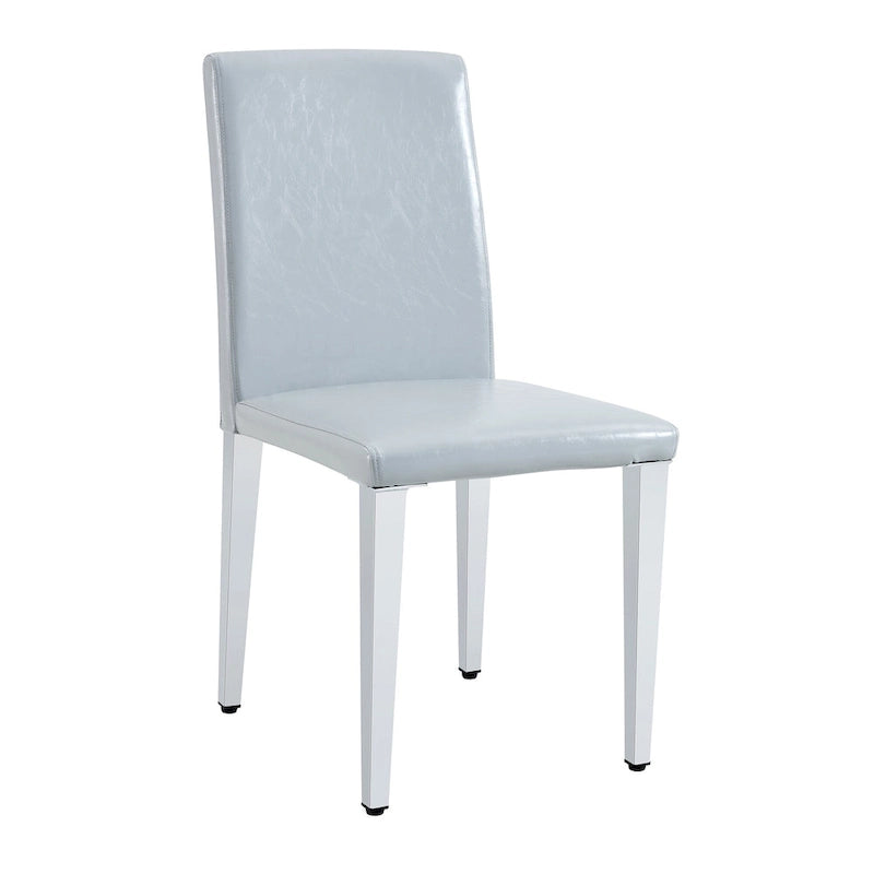Sedia da pranzo grigio chiaro con schienale alto, similpelle, set da 2
