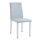 Sedia da pranzo grigio chiaro con schienale alto, similpelle, set da 2
