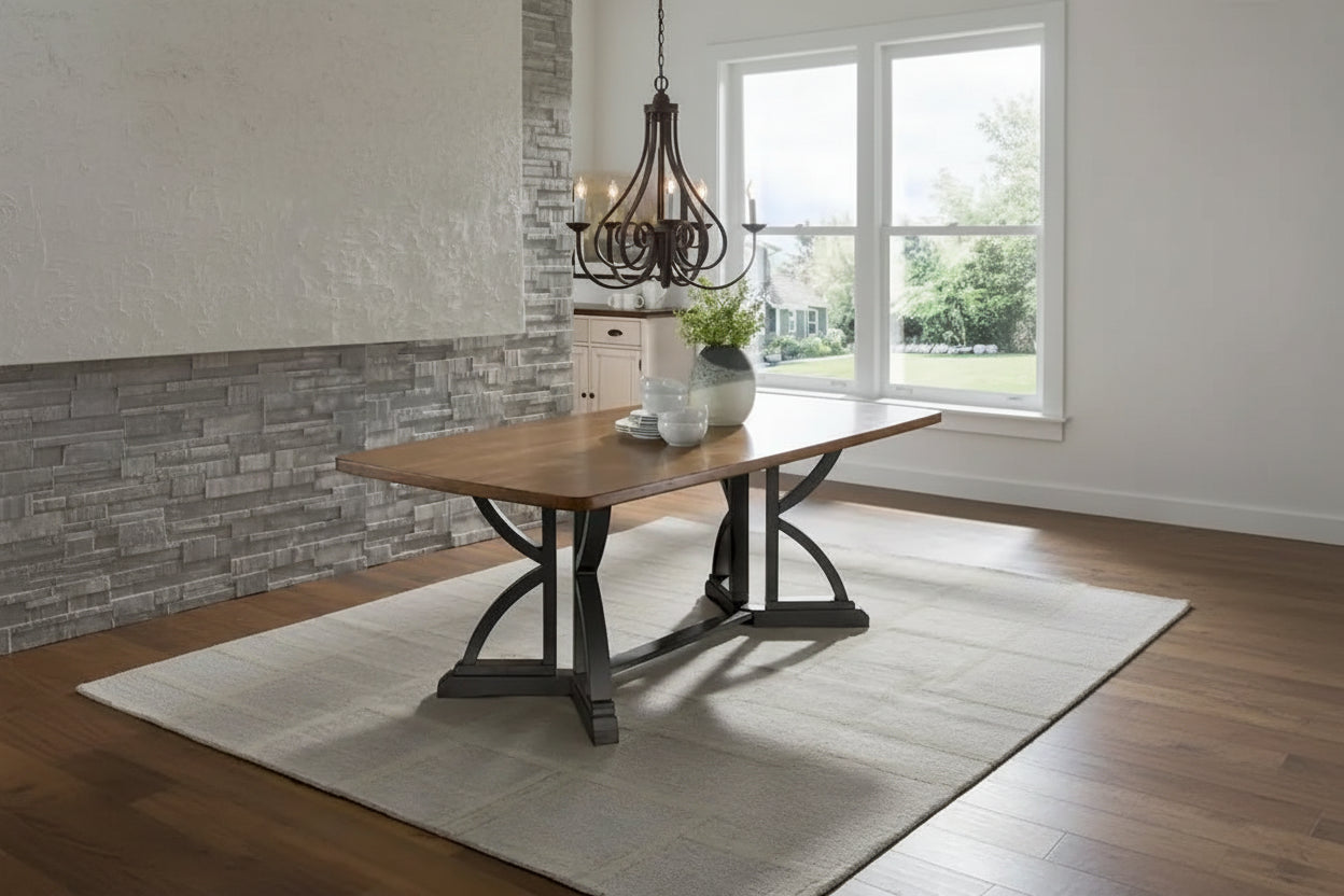 Eleanor 78-inch Oak Top Dining Table with Interlocking Base by iNSPIRE Q Classic