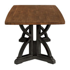 Tavolo da pranzo bicolore in rovere e antico, 6-8 posti a sedere