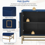 Credenza retrò a 2 ante blu scuro / nera / color espresso con ripiani regolabili e gambe in metallo