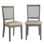 Sedia da pranzo con schienale in rattan, set da 2 (stile antico)