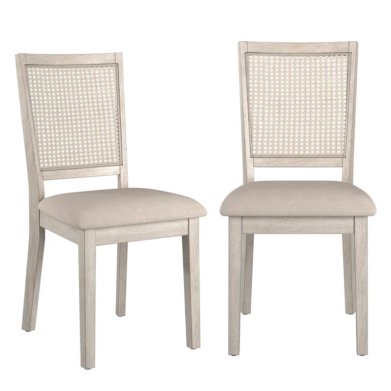 Sedia da pranzo con schienale in rattan, set da 2 (stile antico)