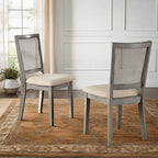 Sedia da pranzo con schienale in rattan, set da 2 (stile antico)