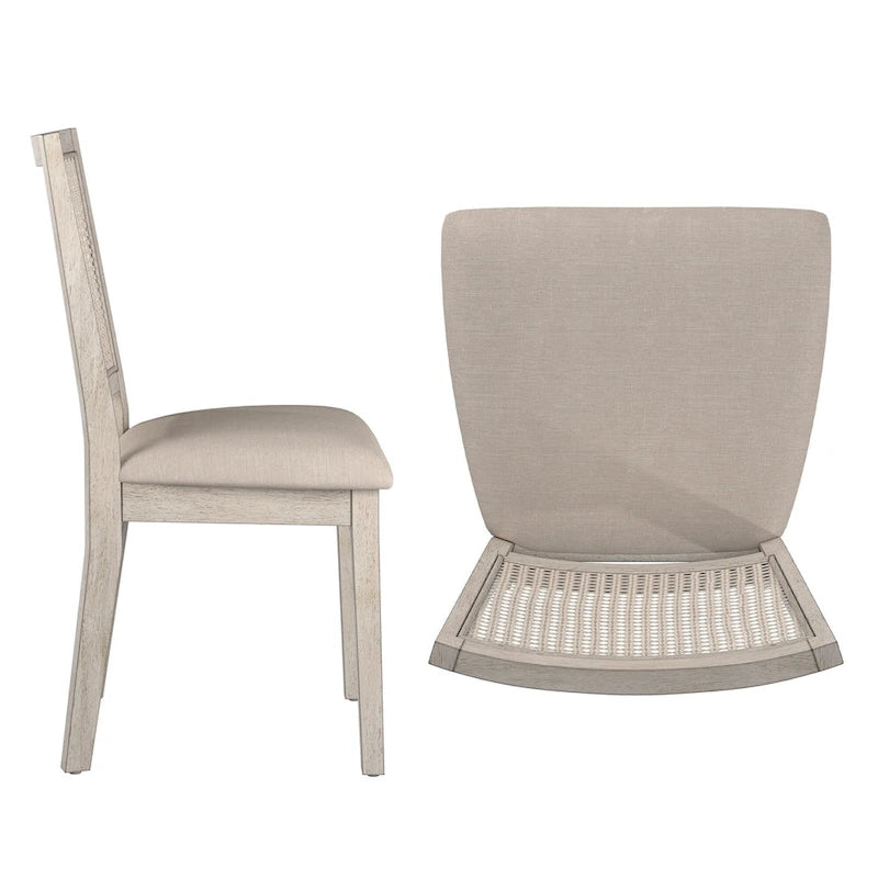 Sedia da pranzo con schienale in rattan, set da 2 (stile antico)