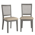 Sedia da pranzo con schienale in rattan, set da 2 (stile antico)