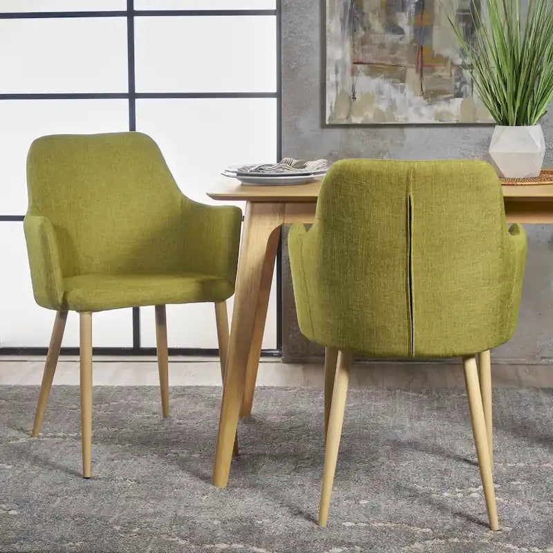 Sedia da pranzo in tessuto di metà secolo, set da 2 – Grigio / Verde / Arancione