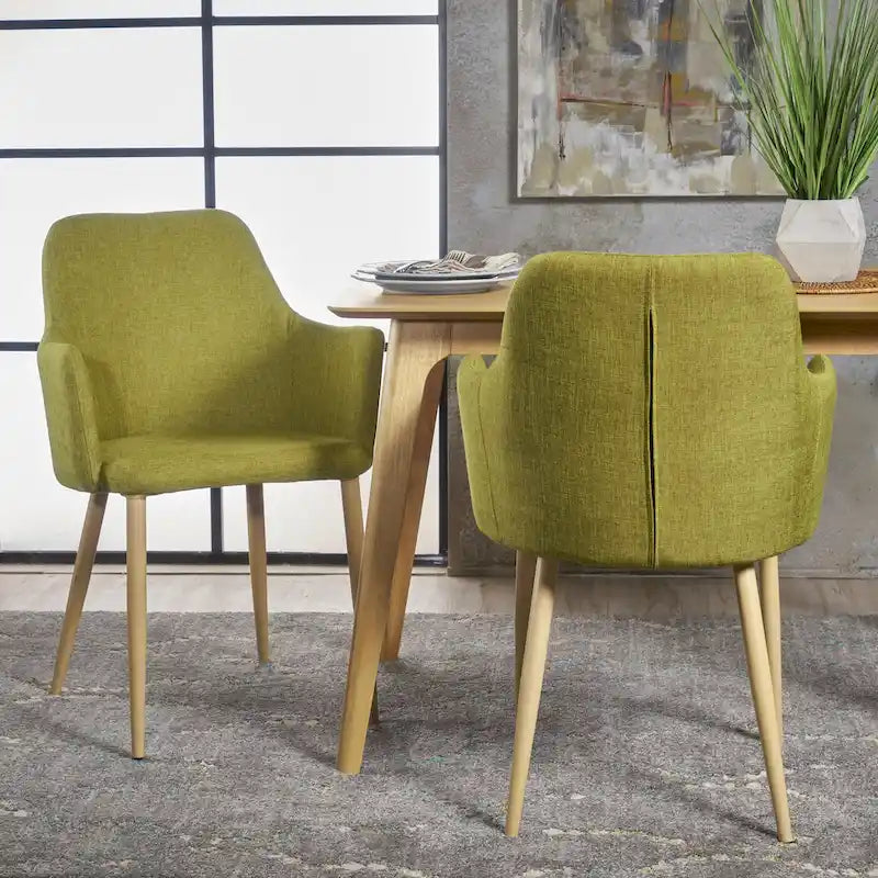 Sedia da pranzo in tessuto di metà secolo, set da 2 – Grigio / Verde / Arancione