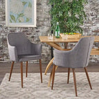Sedia da pranzo in tessuto di metà secolo, set da 2 – Grigio / Verde / Arancione