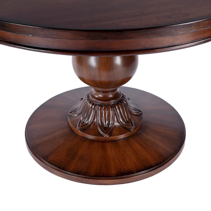 Tavolo da pranzo rotondo con piedistallo da 48", ciliegio antico / marrone ciliegio / legno di recupero, 4 posti a sedere