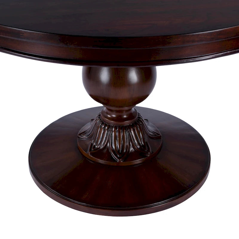 Tavolo da pranzo rotondo con piedistallo da 48", ciliegio antico / marrone ciliegio / legno di recupero, 4 posti a sedere