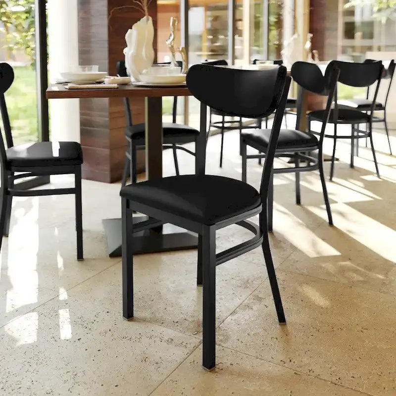 Schienale in legno di betulla naturale/noce, seduta in vinile, sedia da pranzo alta da bar – Set da 2