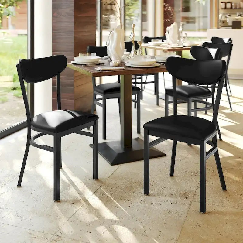 Schienale in legno di betulla naturale/noce, seduta in vinile, sedia da pranzo alta da bar – Set da 2