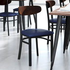 Schienale in legno di betulla naturale/noce, seduta in vinile, sedia da pranzo alta da bar – Set da 2