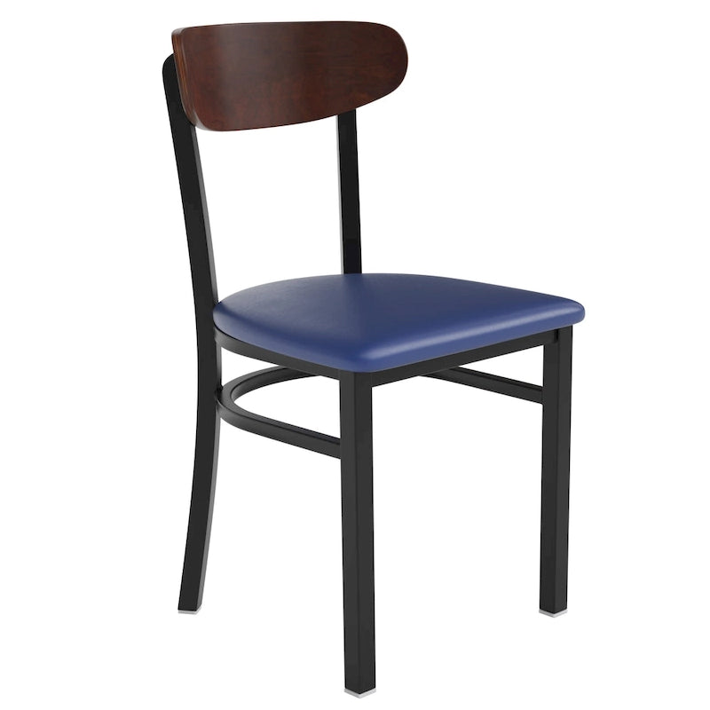 Schienale in legno di betulla naturale/noce, seduta in vinile, sedia da pranzo alta da bar – Set da 2