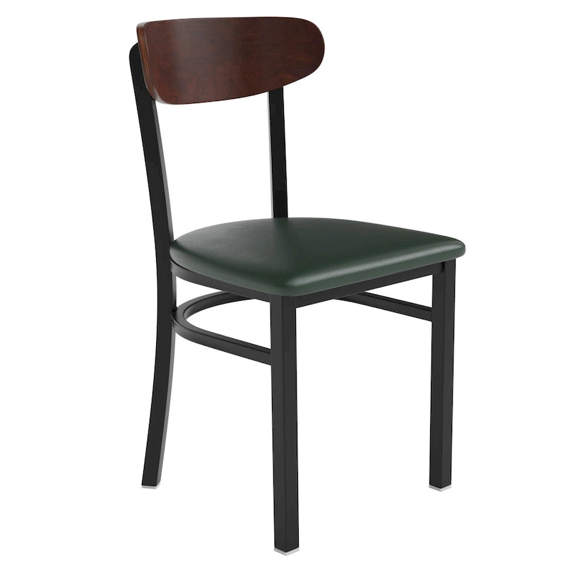 Schienale in legno di betulla naturale/noce, seduta in vinile, sedia da pranzo alta da bar – Set da 2