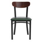 Schienale in legno di betulla naturale/noce, seduta in vinile, sedia da pranzo alta da bar – Set da 2