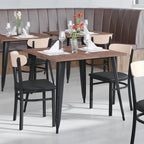 Schienale in legno di betulla naturale/noce, seduta in vinile, sedia da pranzo alta da bar – Set da 2