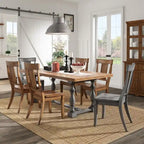 Tavolo da pranzo con piano in rovere, base a cavalletto, vari colori, 6-8 posti