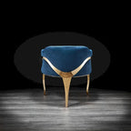 Sedia da pranzo in velluto con struttura in metallo dorato, bracciolo curvo, seduta singola – Blu / Nero / Grigio / Tortora