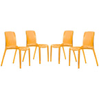 Sedia da Pranzo Trasparente Impilabile, Stile Moderno, Set da 4