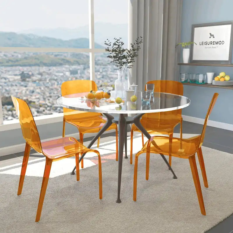 Sedia da Pranzo Trasparente Impilabile, Stile Moderno, Set da 4