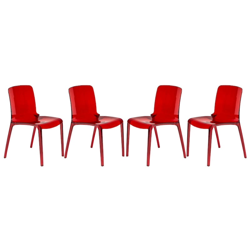 Sedia da Pranzo Trasparente Impilabile, Stile Moderno, Set da 4