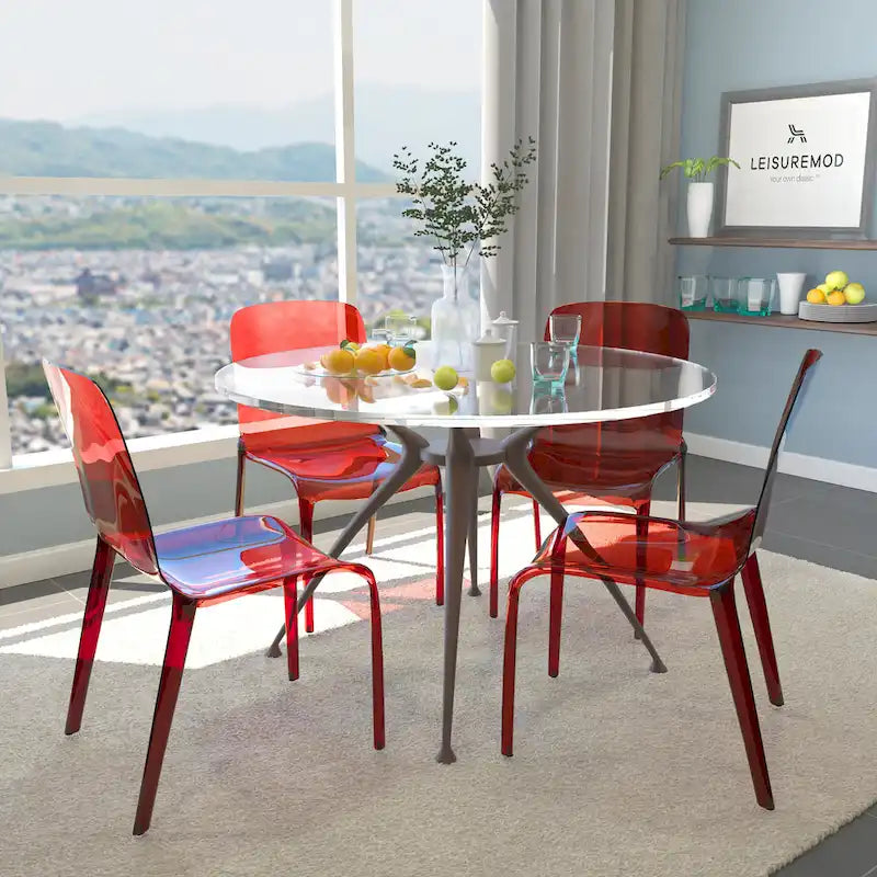 Sedia da Pranzo Trasparente Impilabile, Stile Moderno, Set da 4