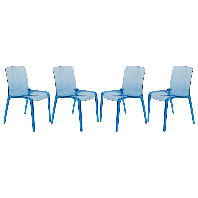 Sedia da Pranzo Trasparente Impilabile, Stile Moderno, Set da 4