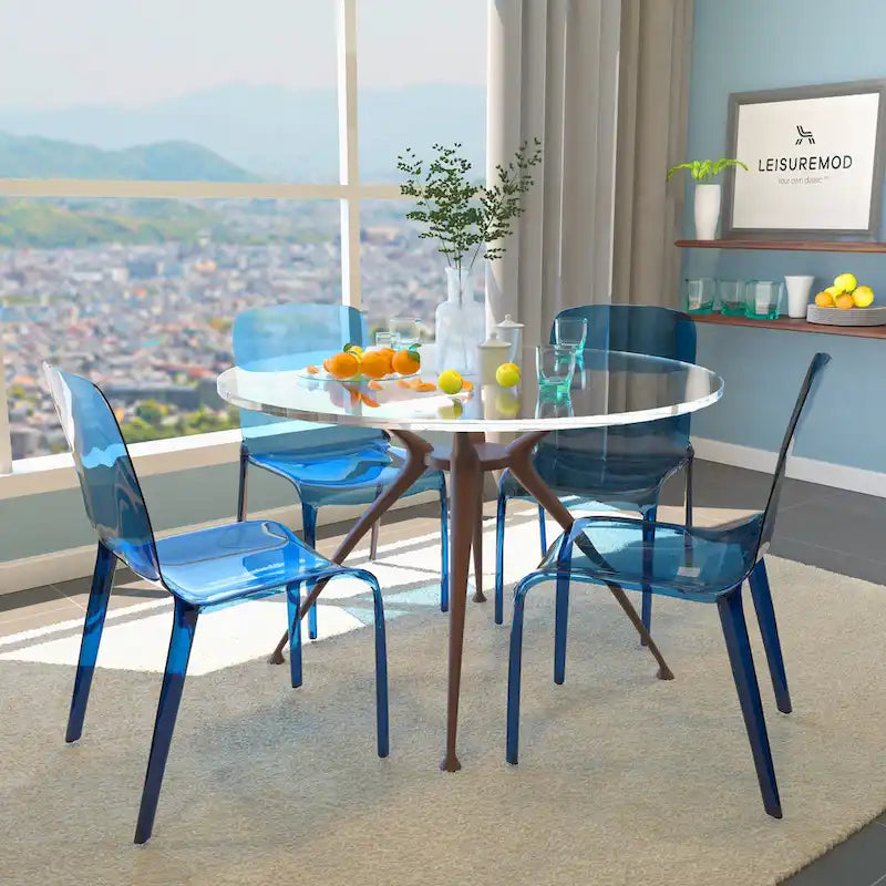 Sedia da Pranzo Trasparente Impilabile, Stile Moderno, Set da 4